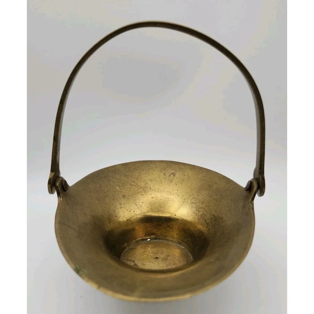 Solid Brass Decorative Basket With Movable Handle. Made In India